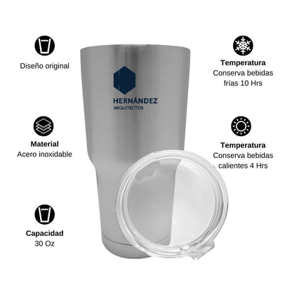Termo Vaso Térmico 30 Oz Plata Personalizable Logo