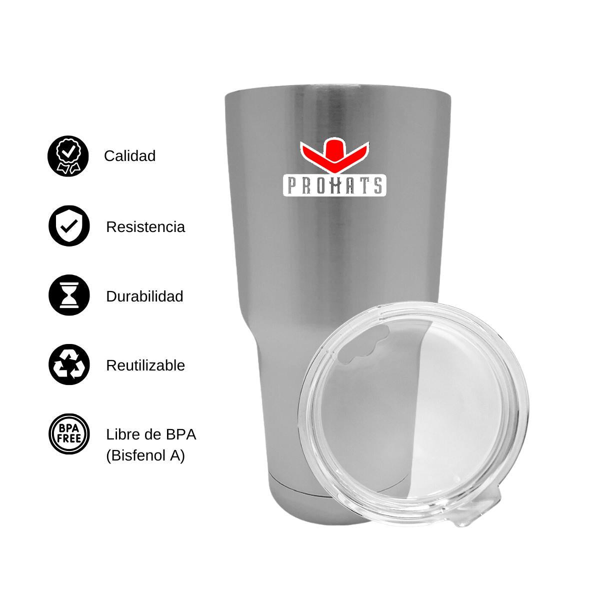 Termo Vaso Térmico 30 Oz Plata Personalizable Logo