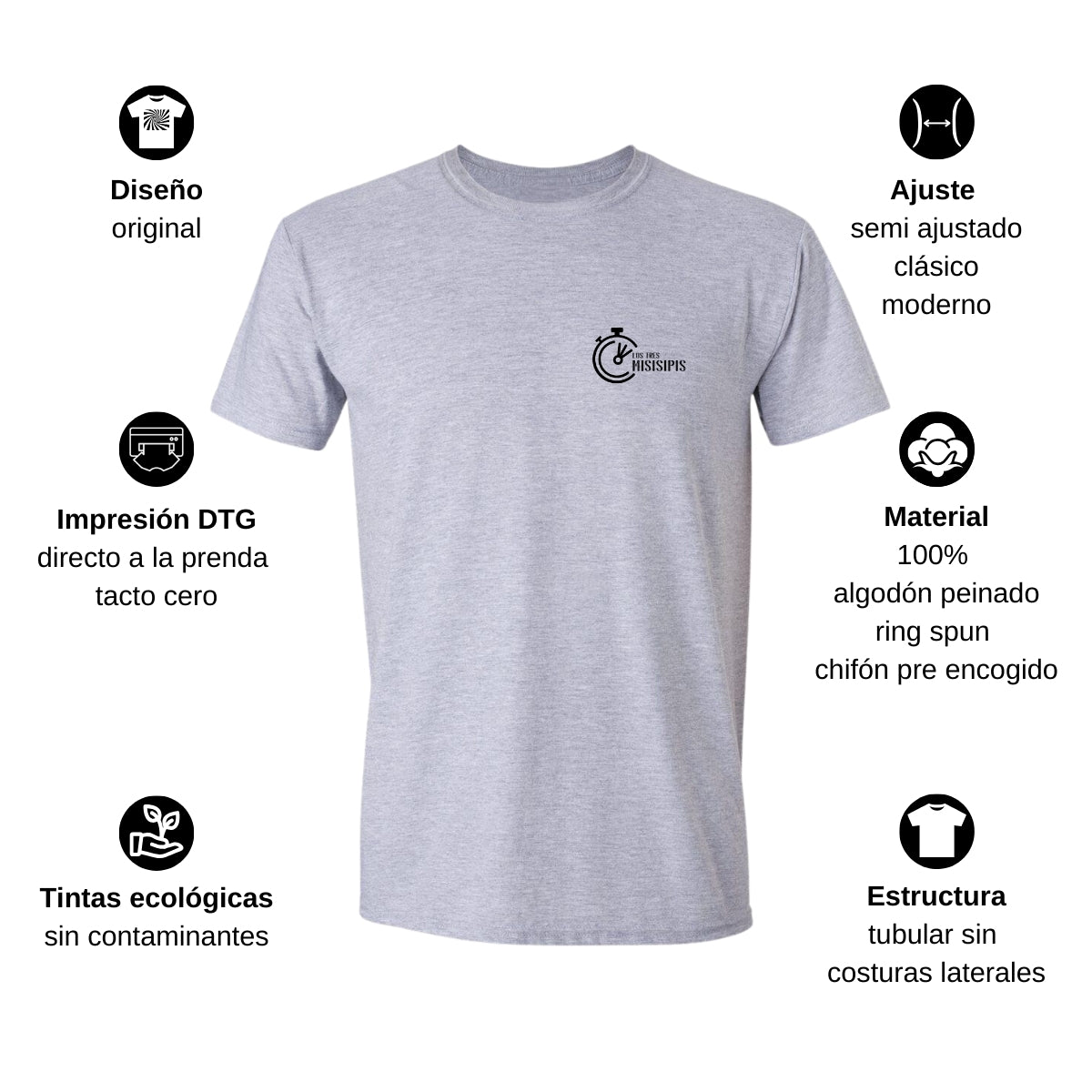 Playera Manga Corta Hombre Gris Personalizable Escudo