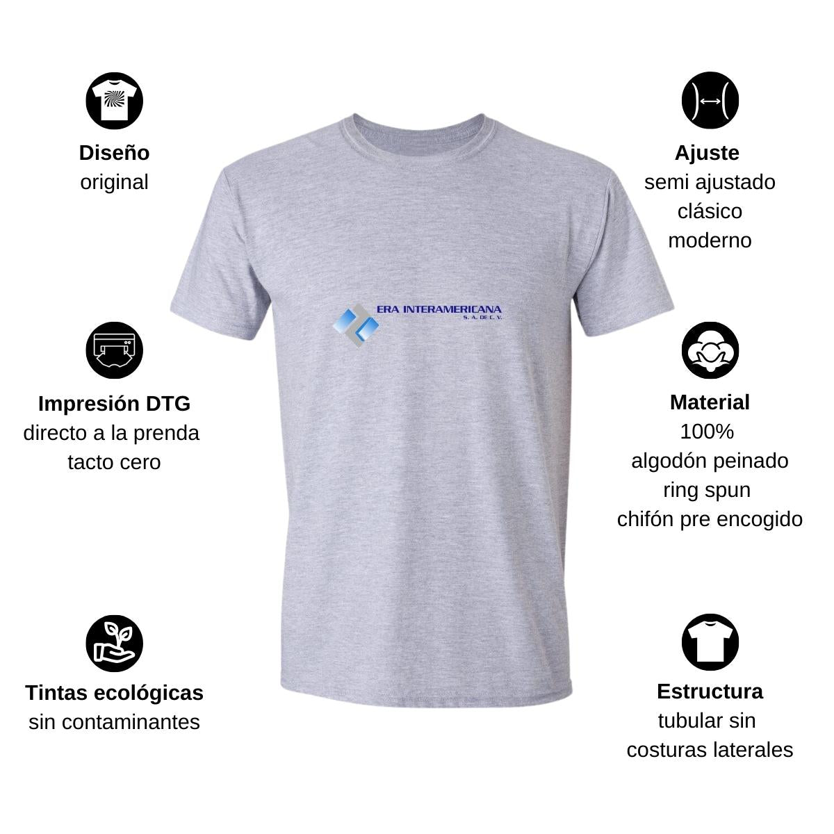 Playera Manga Corta Hombre Gris Personalizable Logo