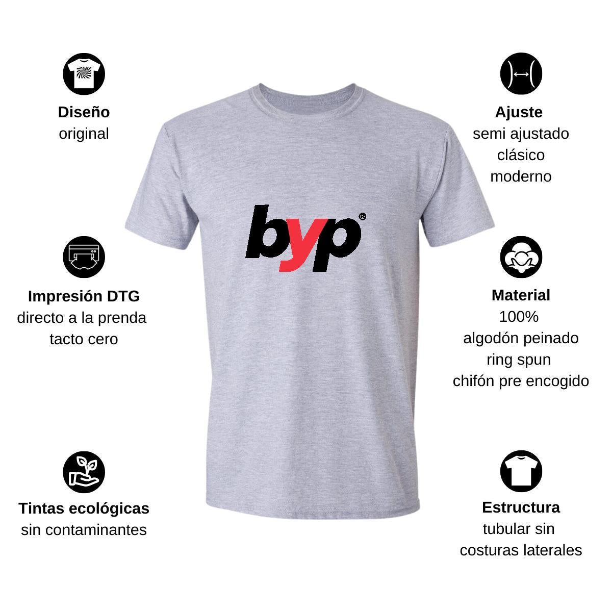 Playera Manga Corta Hombre Gris Personalizable Logo