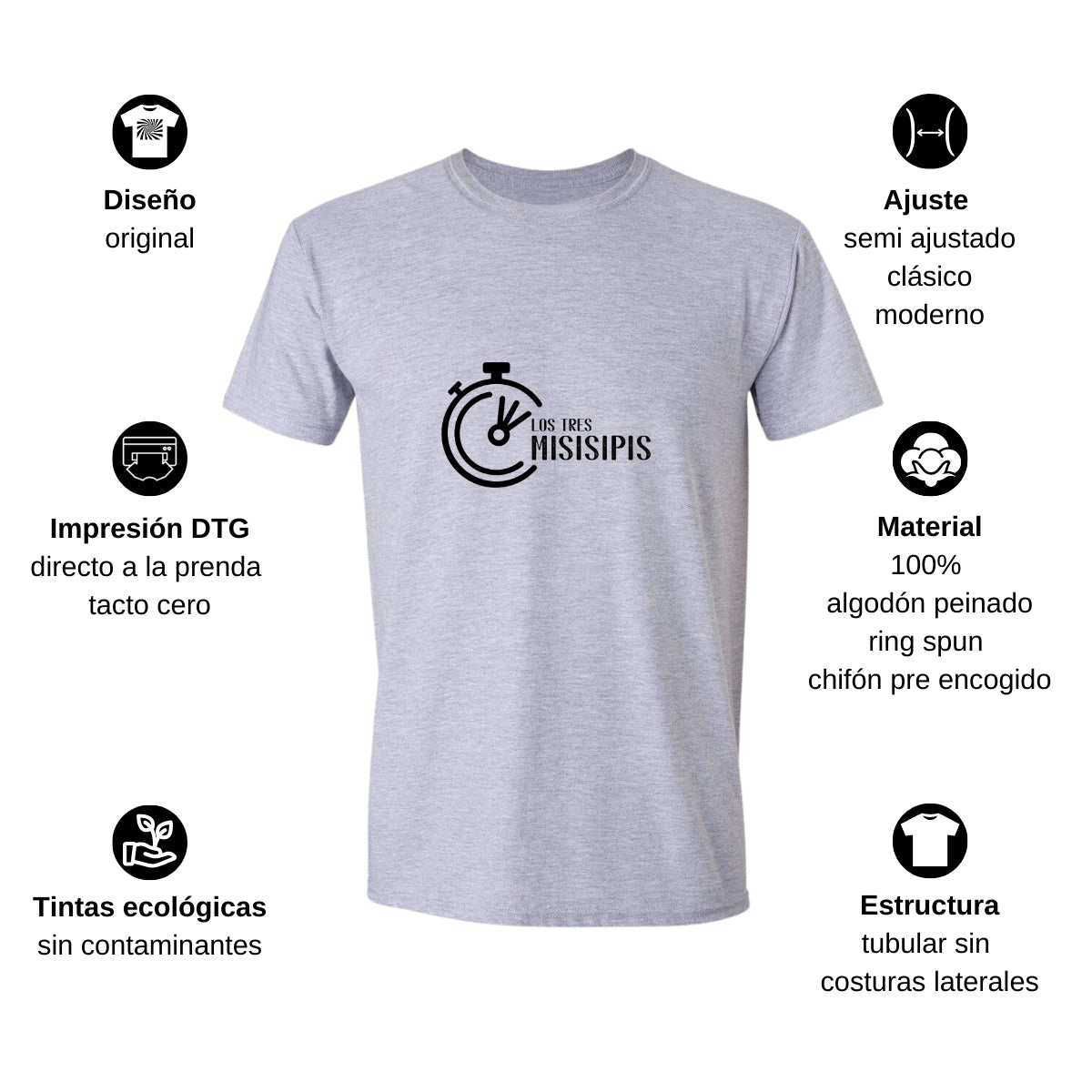 Playera Manga Corta Hombre Gris Personalizable Logo