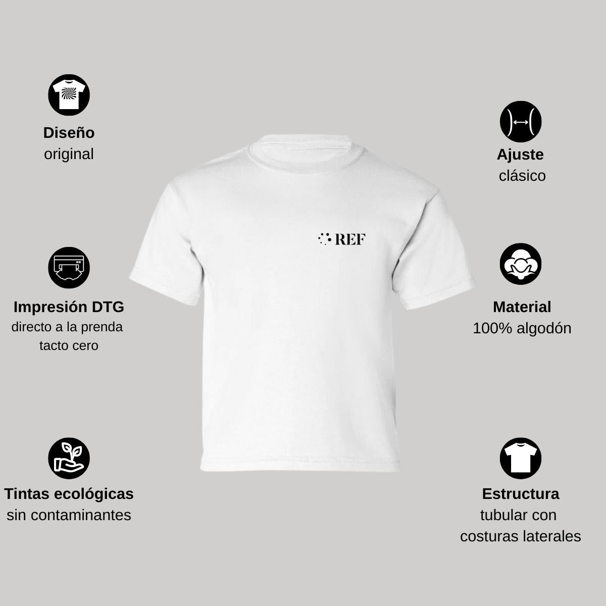 Playera Manga Corta Infantil Blanco Personalizable Escudo
