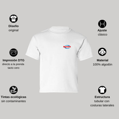 Playera Manga Corta Infantil Blanco Personalizable Escudo