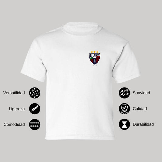 Playera Manga Corta Infantil Blanco Personalizable Escudo