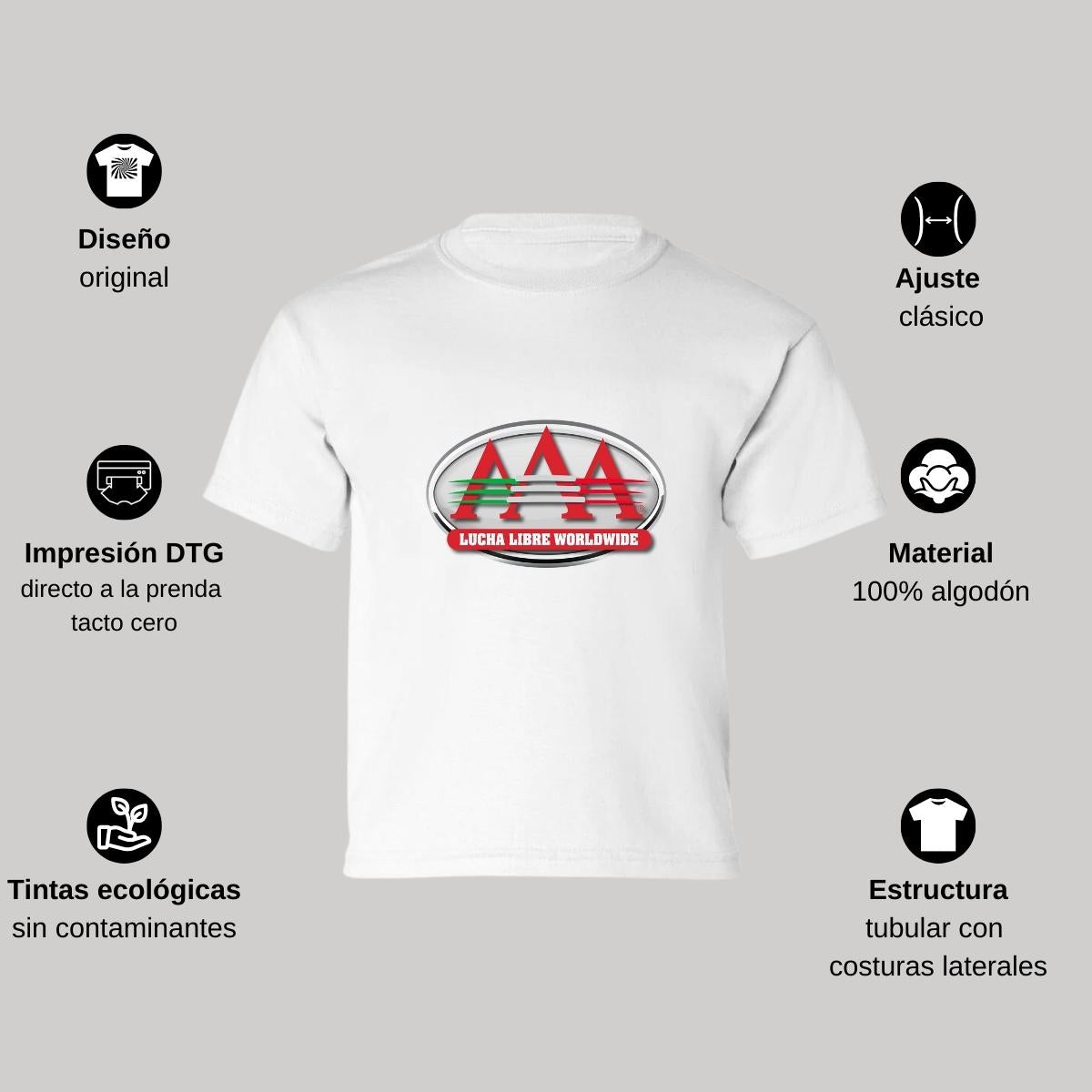 Playera Manga Corta Infantil Blanco Personalizable Logo