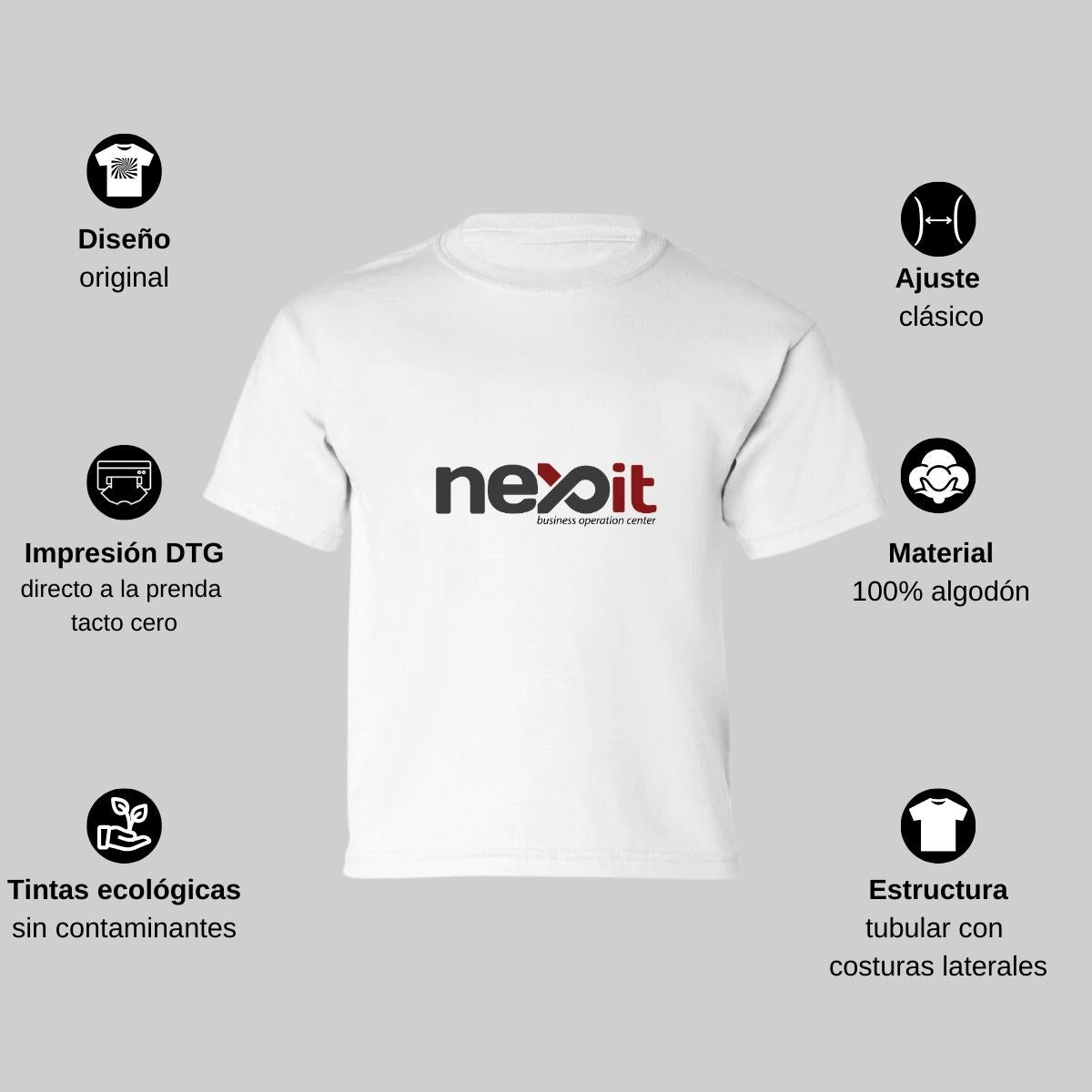 Playera Manga Corta Infantil Blanco Personalizable Logo