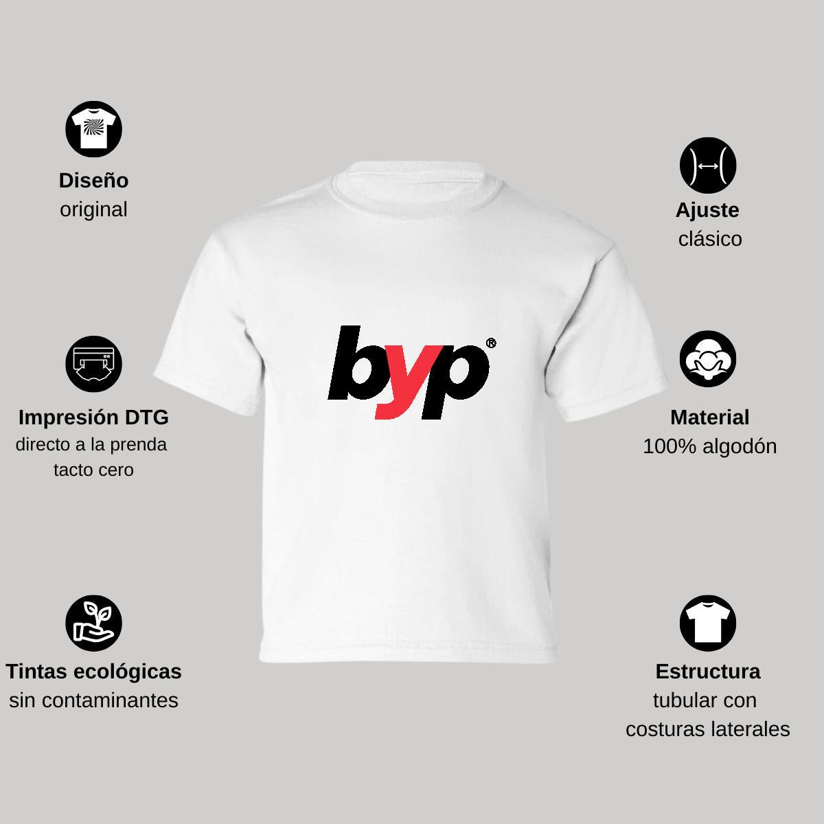 Playera Manga Corta Infantil Blanco Personalizable Logo
