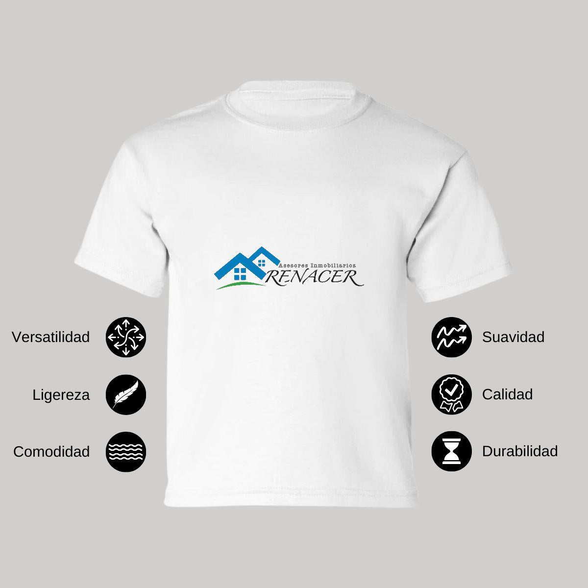 Playera Manga Corta Infantil Blanco Personalizable Logo