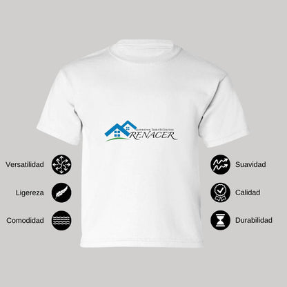 Playera Manga Corta Infantil Blanco Personalizable Logo