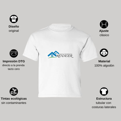 Playera Manga Corta Infantil Blanco Personalizable Logo