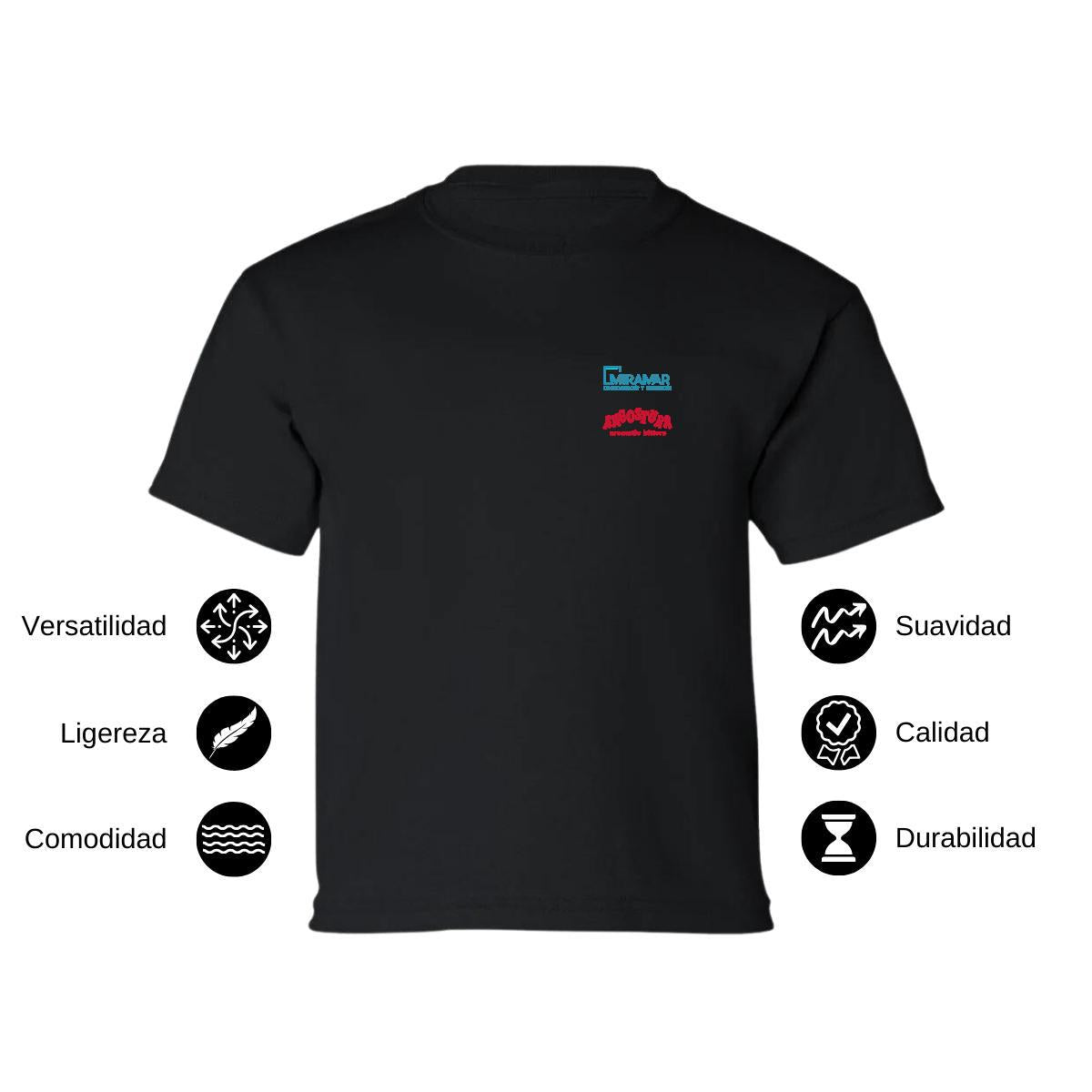 Playera Manga Corta Infantil Negro Personalizable Escudo