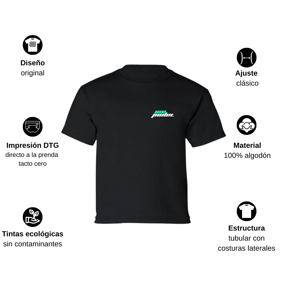 Playera Manga Corta Infantil Negro Personalizable Escudo