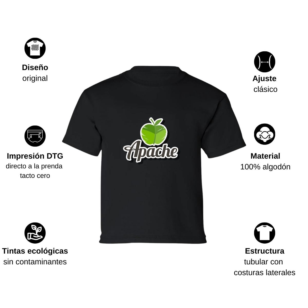 Playera Manga Corta Infantil Negro Personalizable Logo