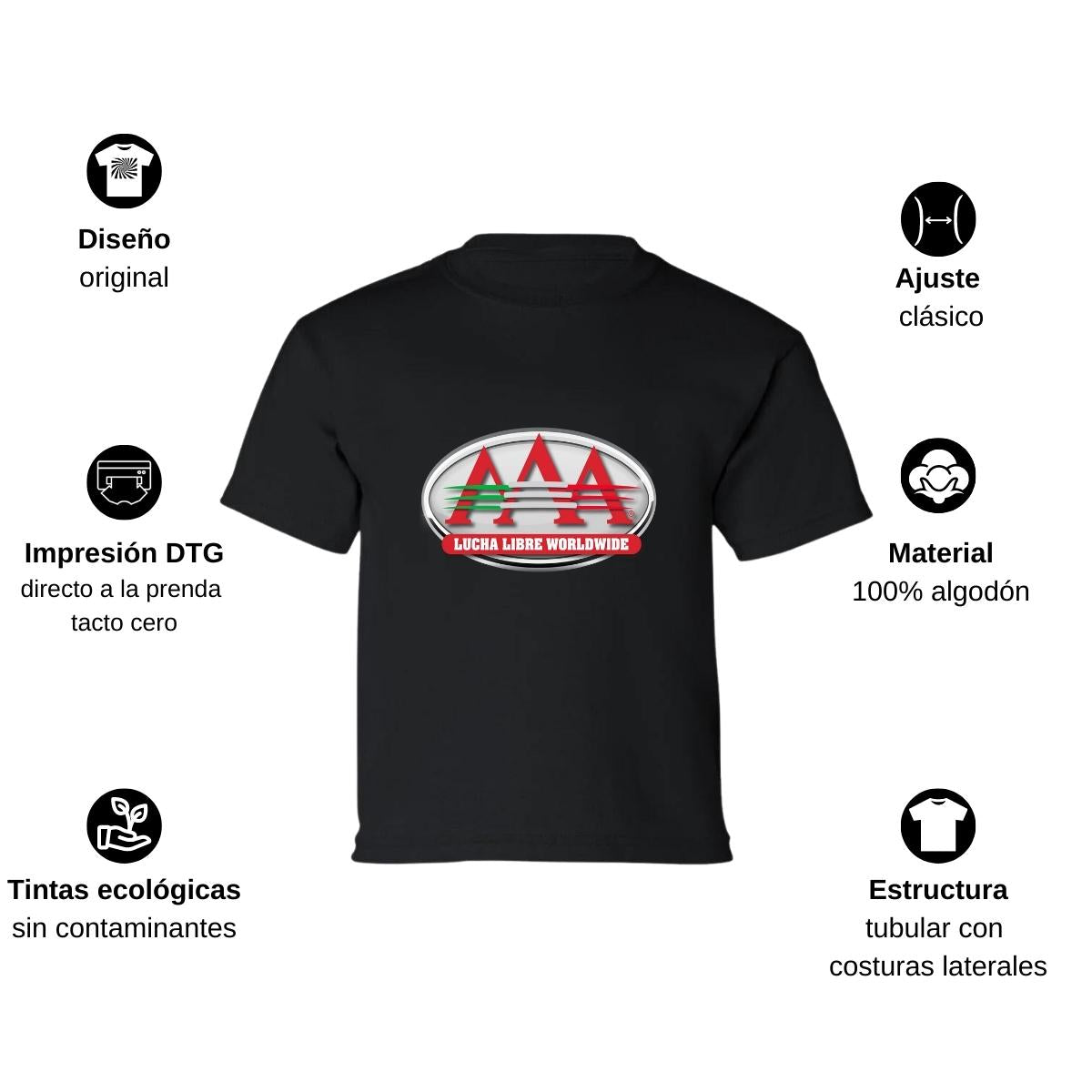 Playera Manga Corta Infantil Negro Personalizable Logo