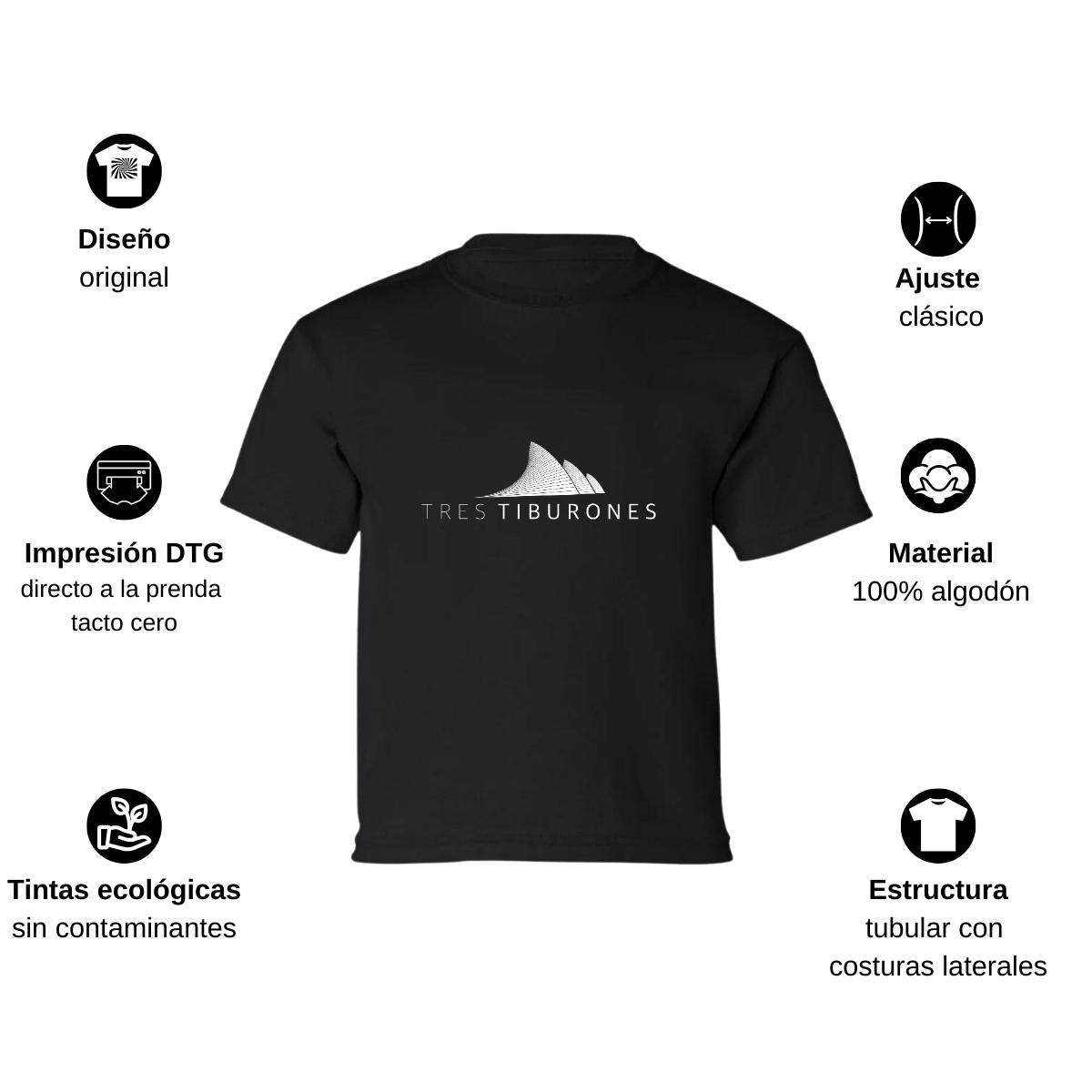 Playera Manga Corta Infantil Negro Personalizable Logo