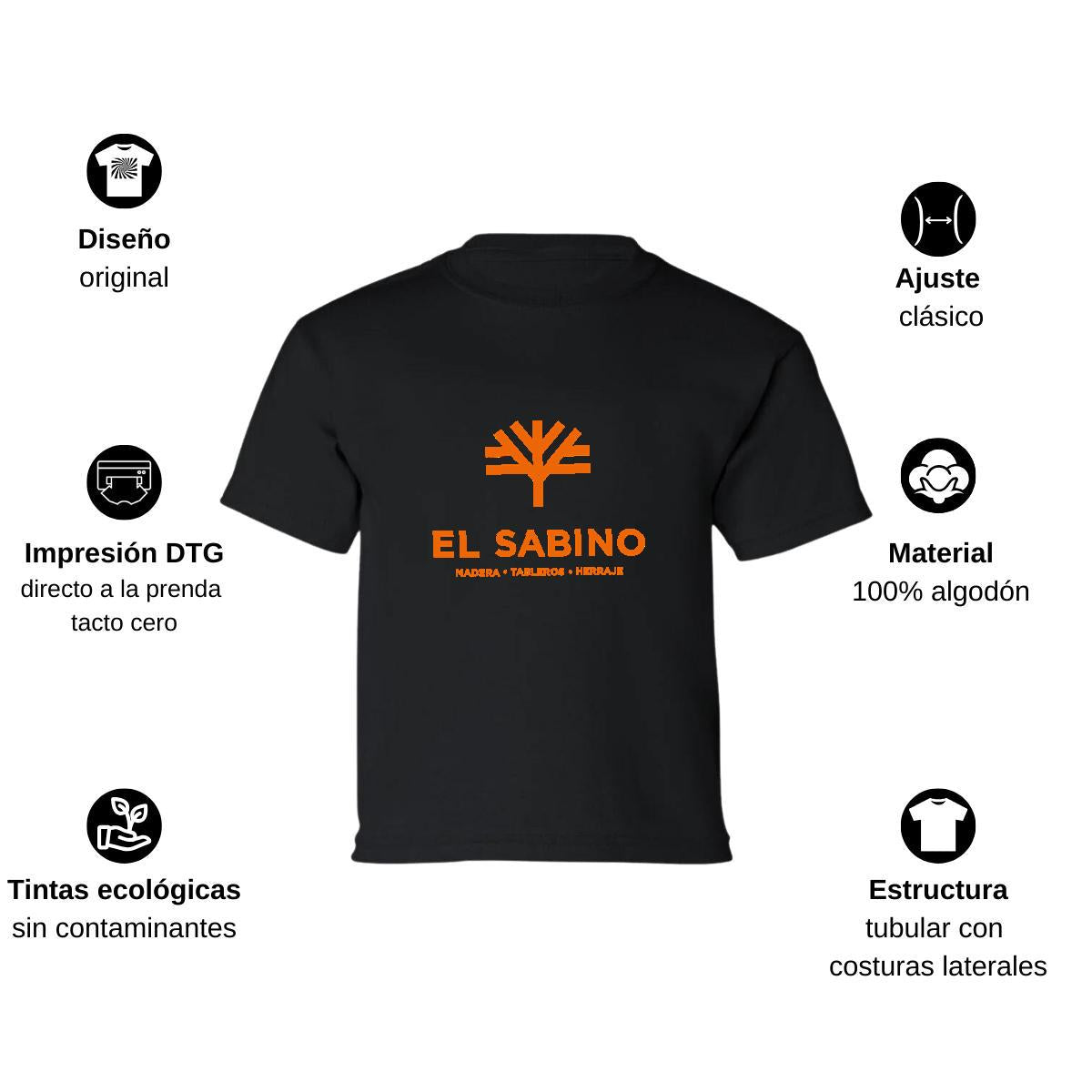 Playera Manga Corta Infantil Negro Personalizable Logo