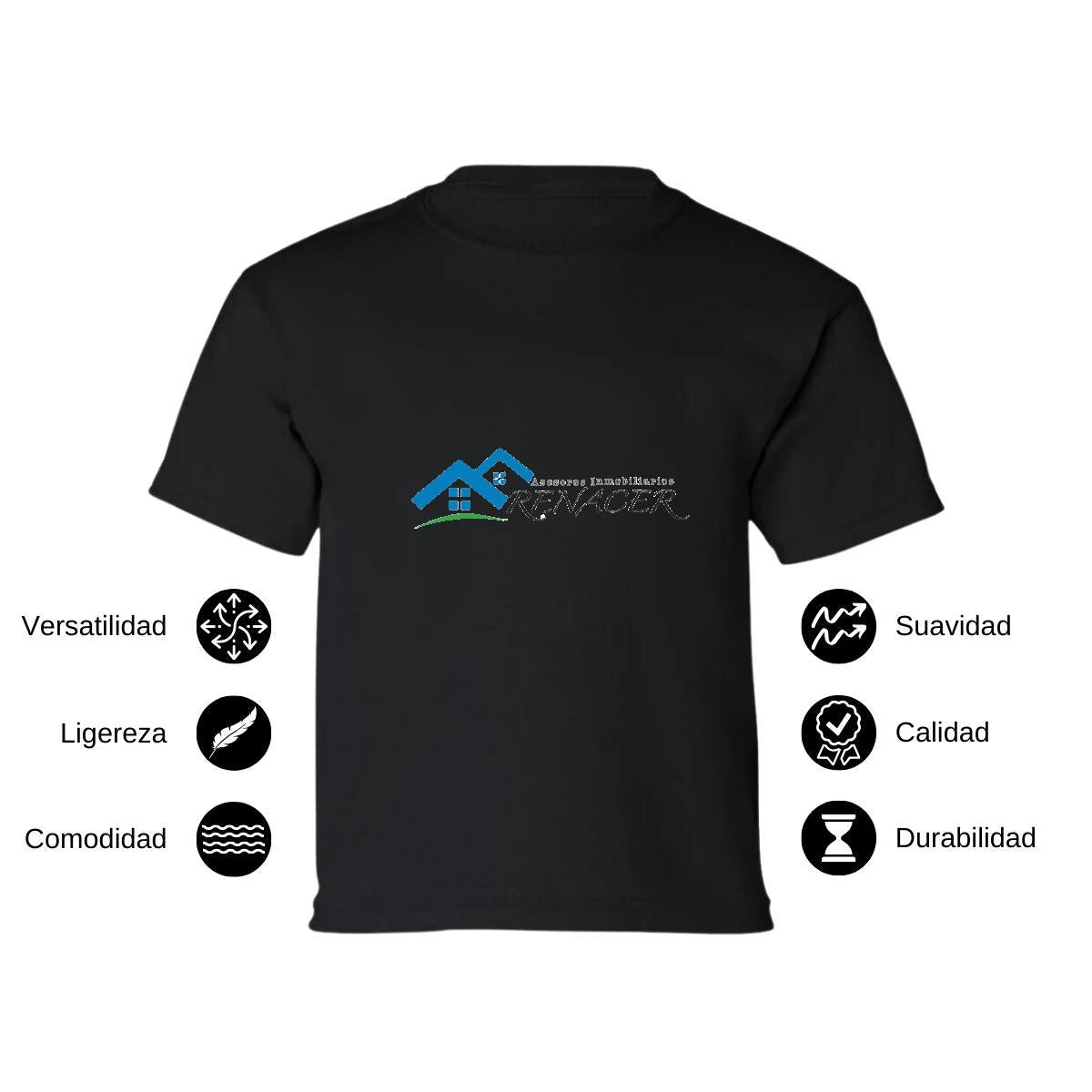 Playera Manga Corta Infantil Negro Personalizable Logo
