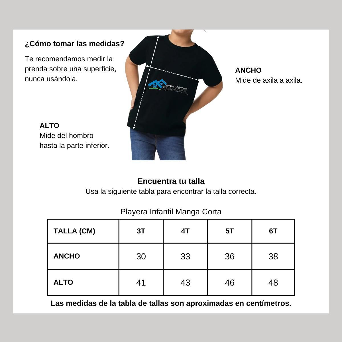 Playera Manga Corta Infantil Negro Personalizable Logo