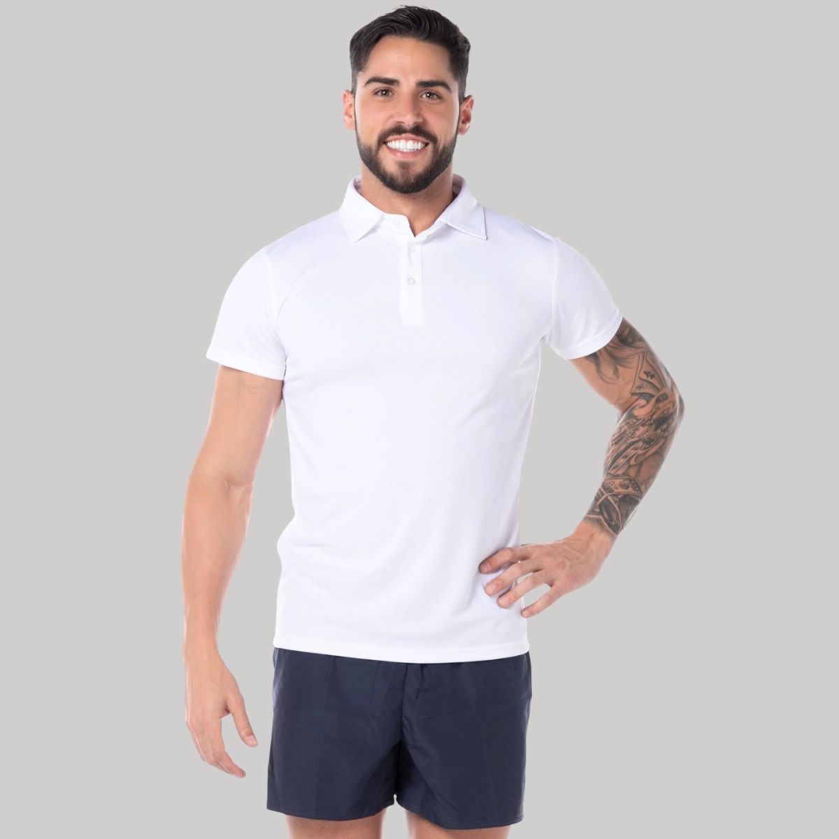 Playera Tipo Polo Hombre Manga Corta Blanco Personalizable Escudo