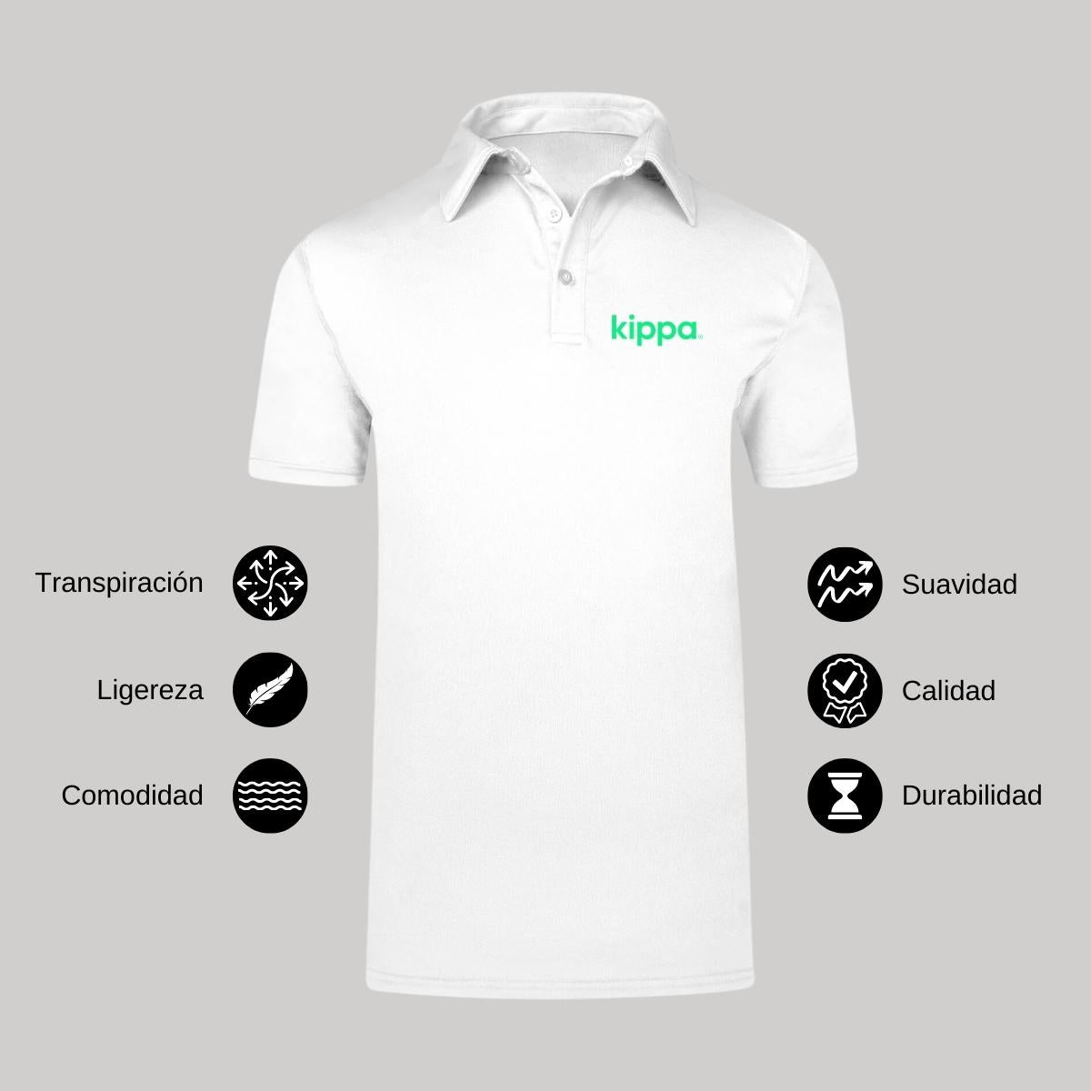 Playera Tipo Polo Hombre Manga Corta Blanco Personalizable Escudo