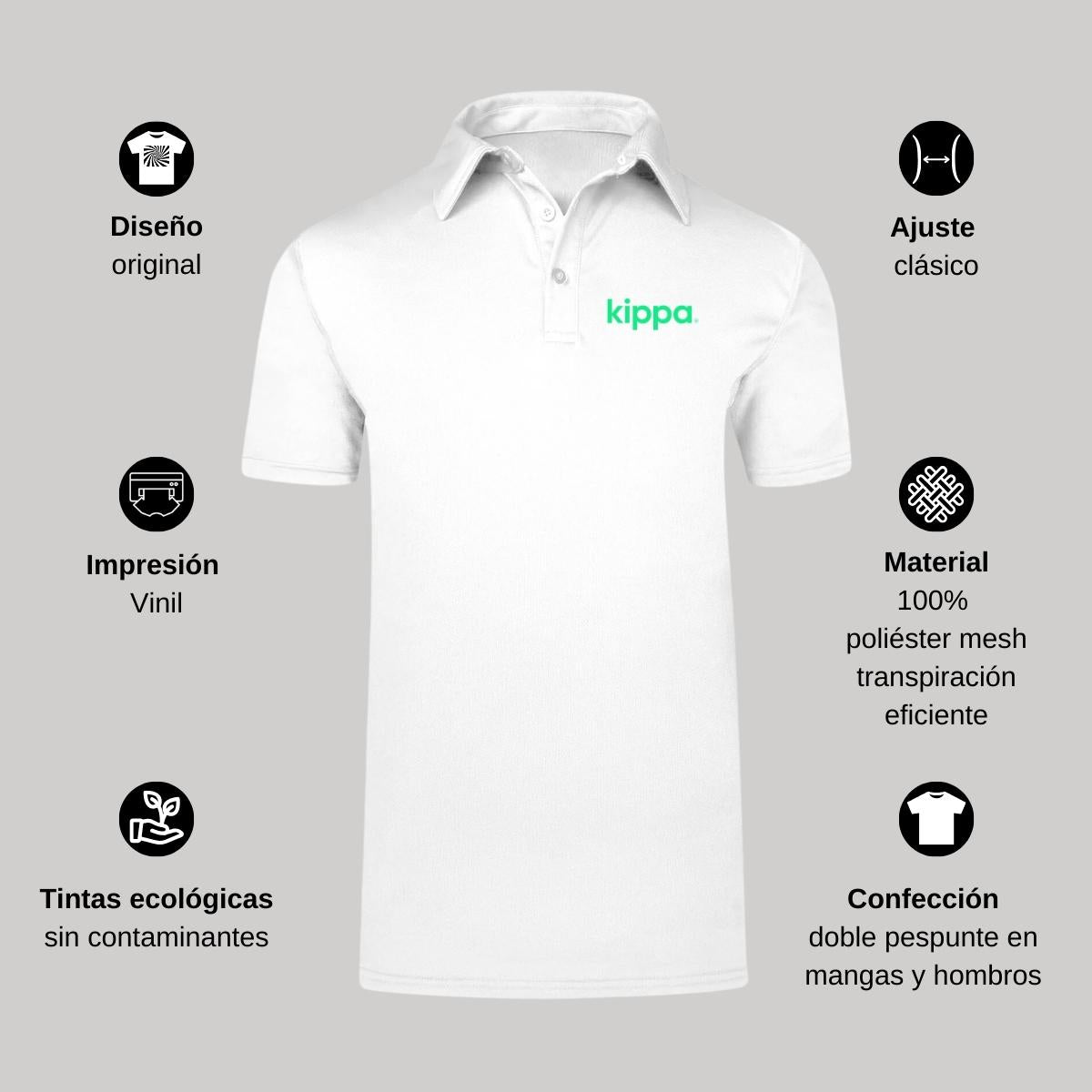Playera Tipo Polo Hombre Manga Corta Blanco Personalizable Escudo
