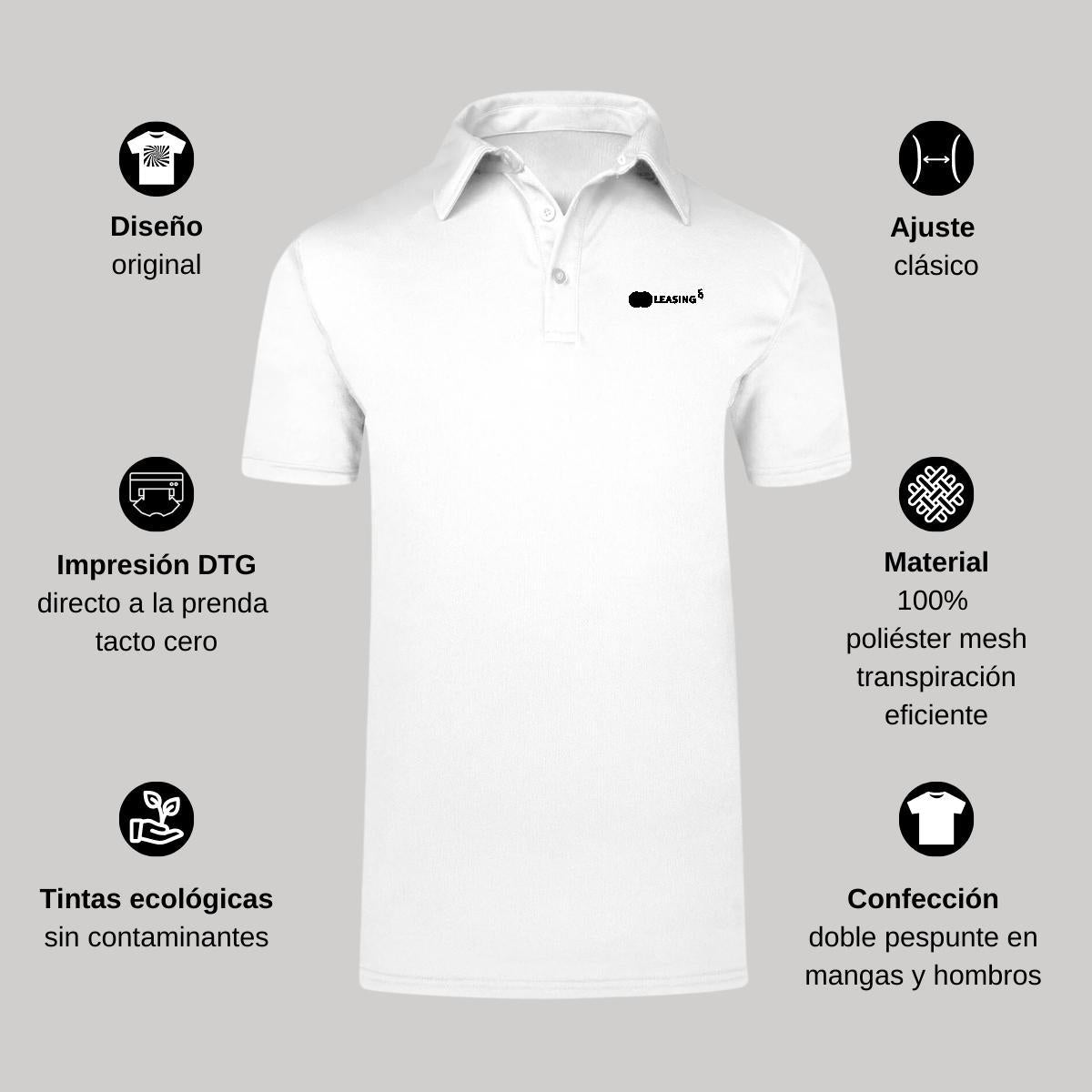 Playera Tipo Polo Hombre Manga Corta Blanco Personalizable Escudo