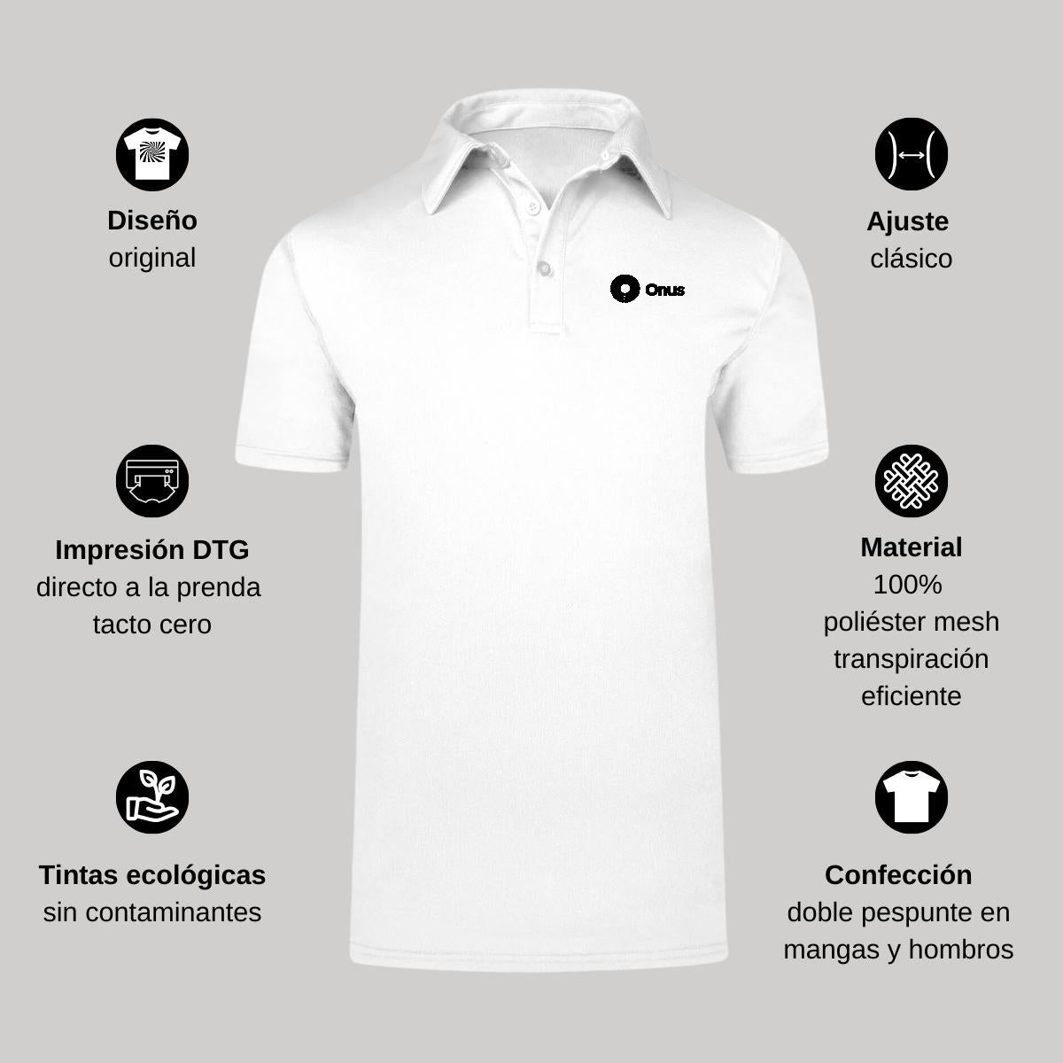 Playera Tipo Polo Hombre Manga Corta Blanco Personalizable Escudo