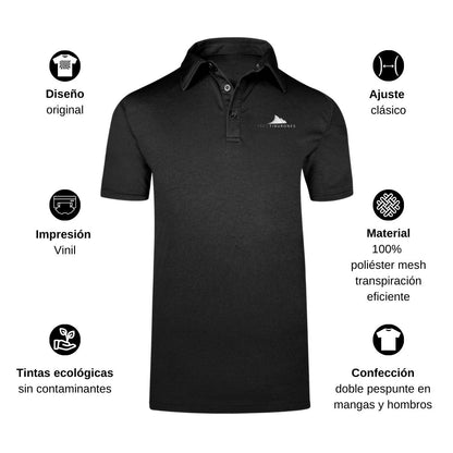 Playera Tipo Polo Hombre Manga Corta Negro Personalizable Escudo