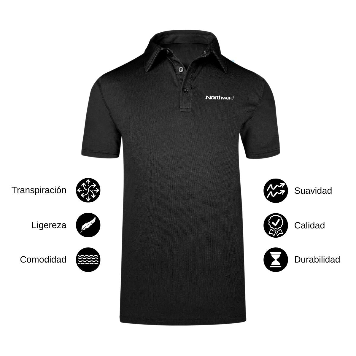 Playera Tipo Polo Hombre Manga Corta Negro Personalizable Escudo