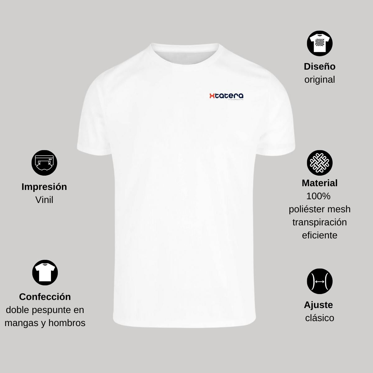 Playera Transpirable Hombre Manga Corta Blanca Escudo