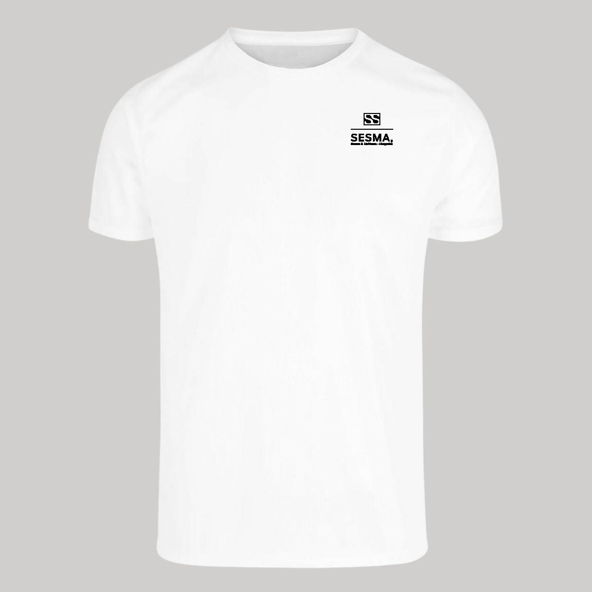 Playera Transpirable Hombre Manga Corta Blanca Escudo