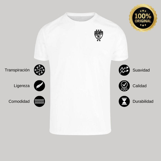 Playera Transpirable Hombre Manga Corta Blanca Escudo