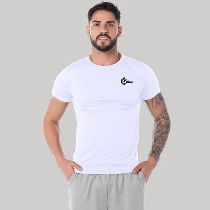 Playera Transpirable Hombre Manga Corta Blanca Escudo