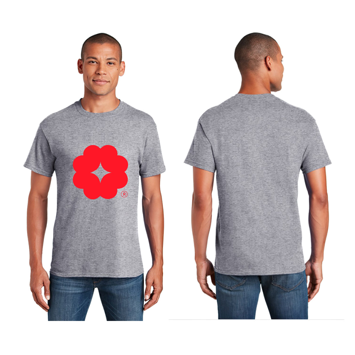 Playera Manga Corta Hombre Gris Logo Personalizable