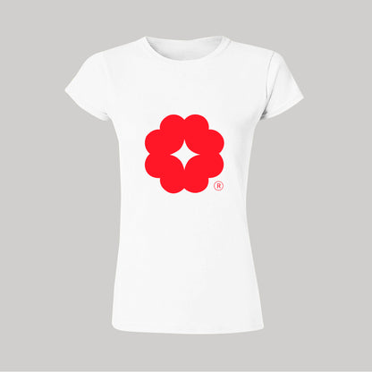 Playera Manga Corta Mujer Blanco Logo Personalizable