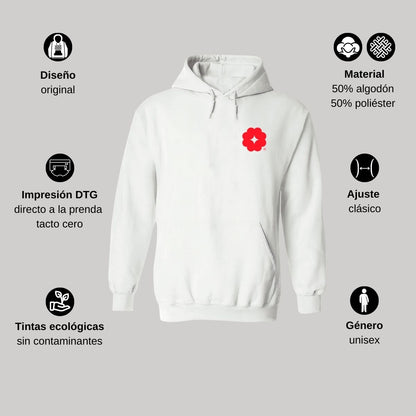 Sudadera c/Capucha Unisex Blanco Logo Nombre Personalizable
