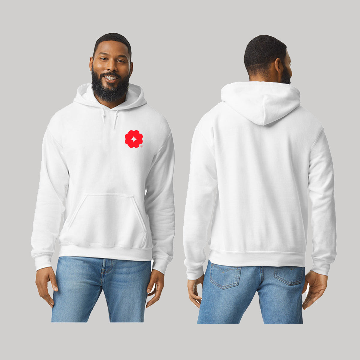 Sudadera c/Capucha Unisex Blanco Logo Nombre Personalizable