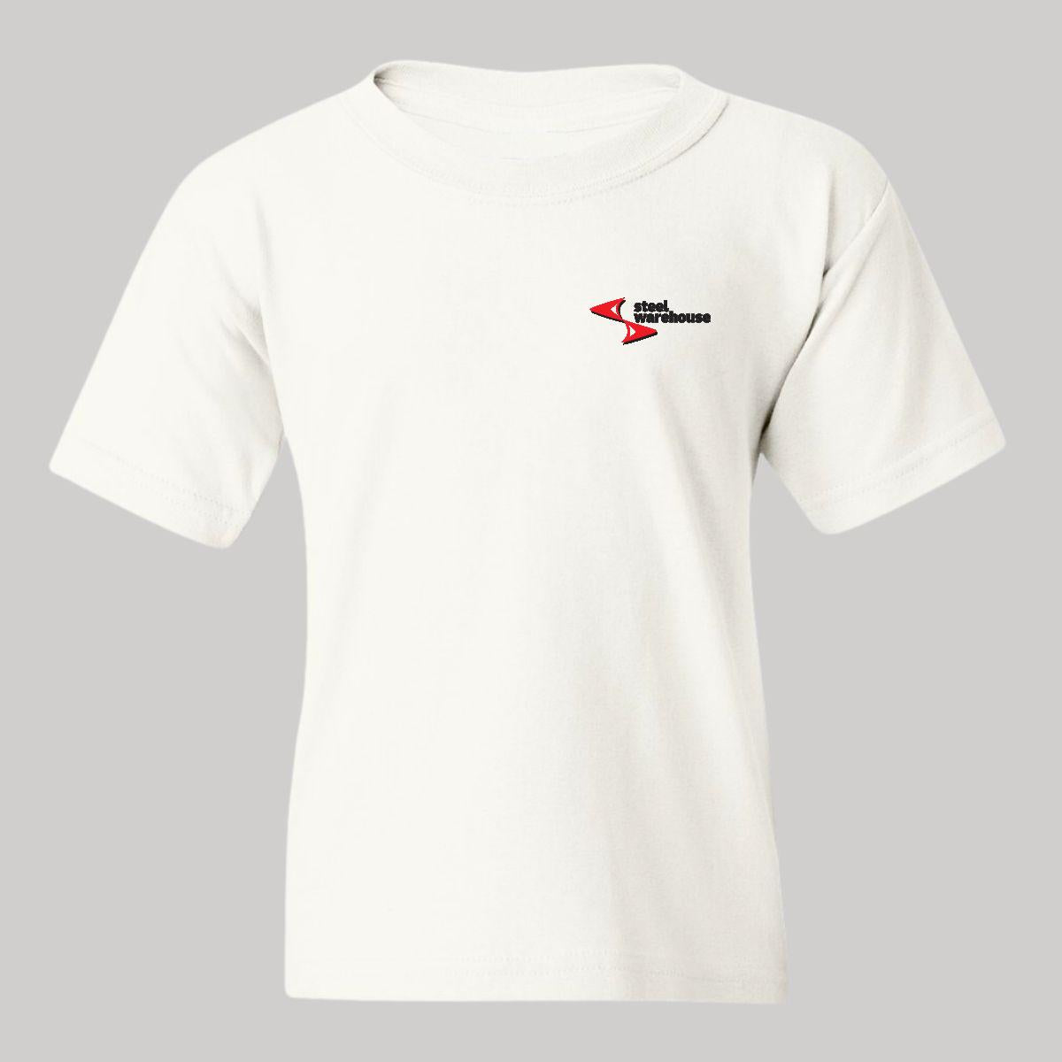 Playera Blanca Cuello Redondo Manga Corta Para Niño y Niña Escudo