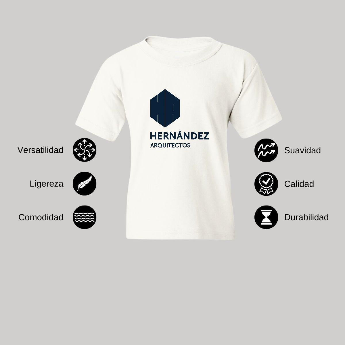 Playera Blanca Cuello Redondo Manga Corta Para Niño y Niña Logo