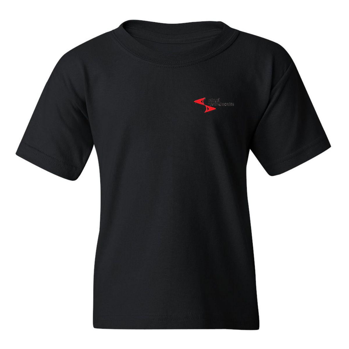 Playera Negra Cuello Redondo Manga Corta Para Niño y Niña Escudo