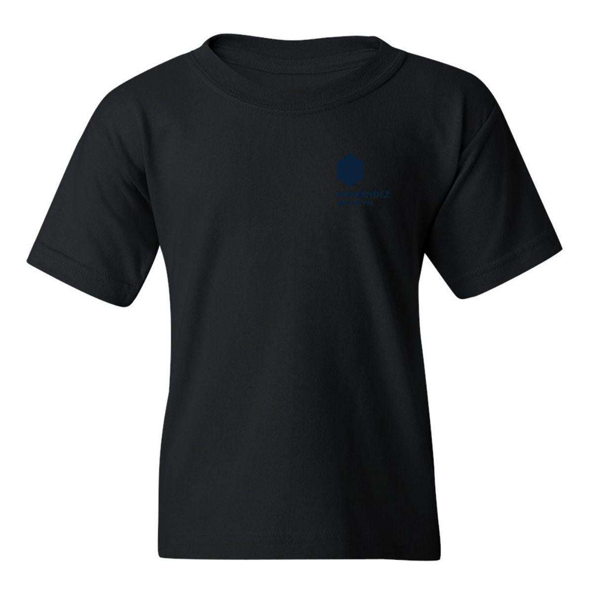 Playera Negra Cuello Redondo Manga Corta Para Niño y Niña Escudo