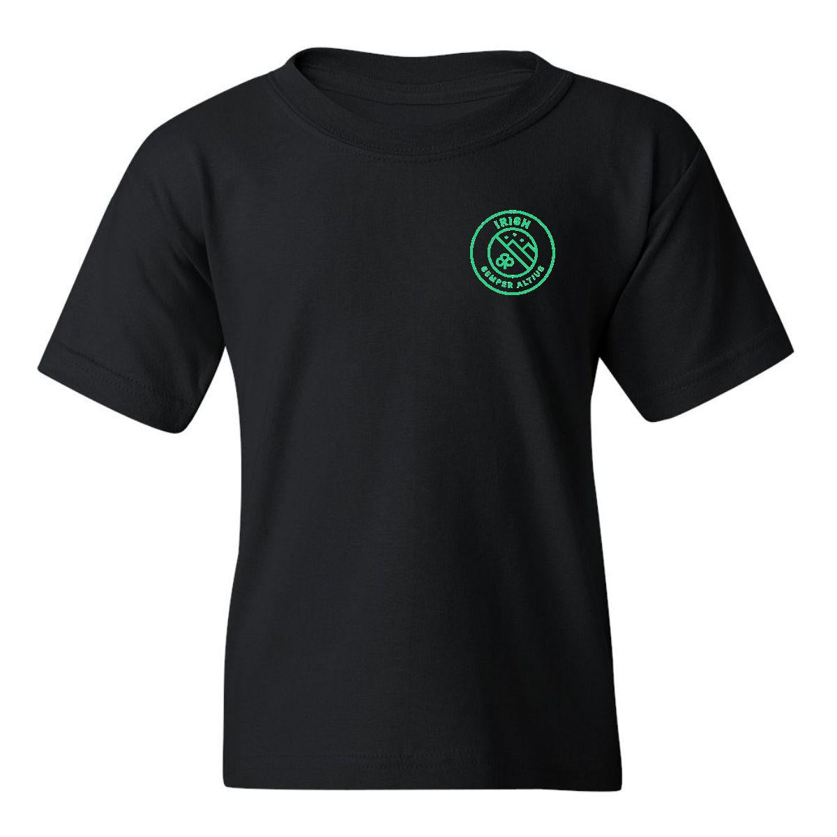 Playera Negra Cuello Redondo Manga Corta Para Niño y Niña Escudo