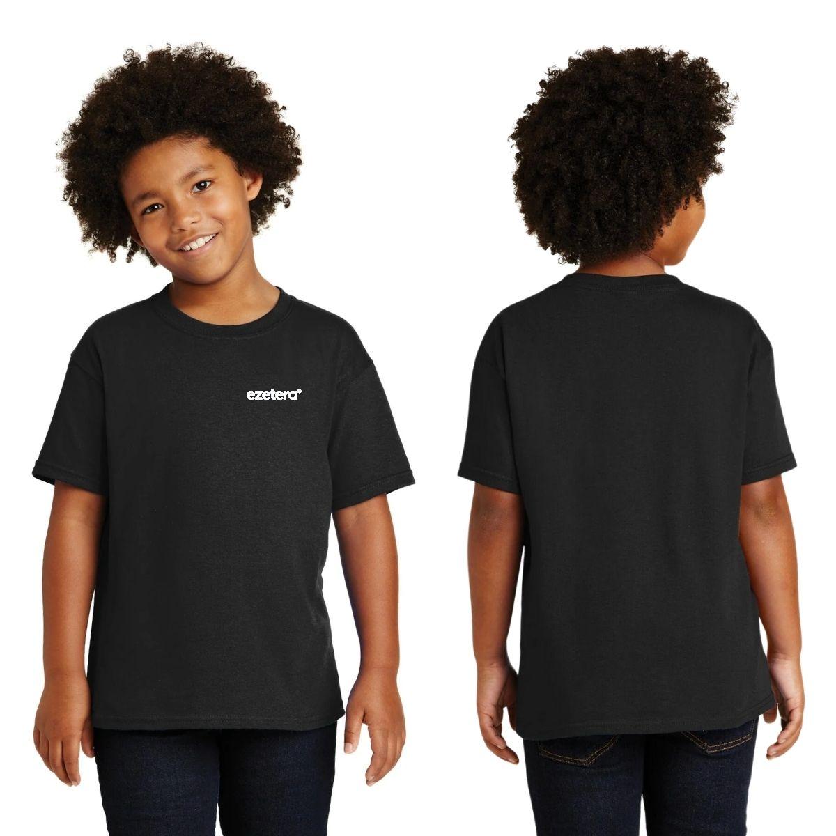 Playera Negra Cuello Redondo Manga Corta Para Niño y Niña Escudo