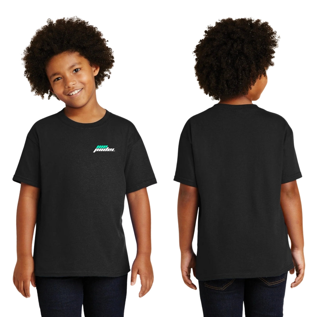 Playera Negra Cuello Redondo Manga Corta Para Niño y Niña Escudo