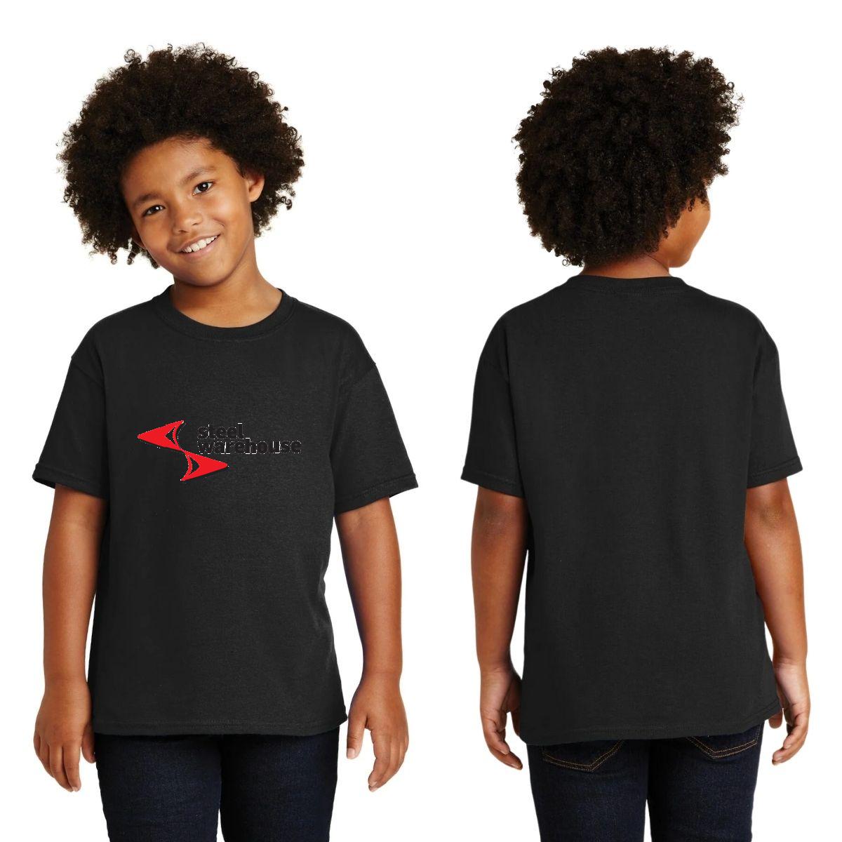 Playera Negra Cuello Redondo Manga Corta Para Niño y Niña Logo