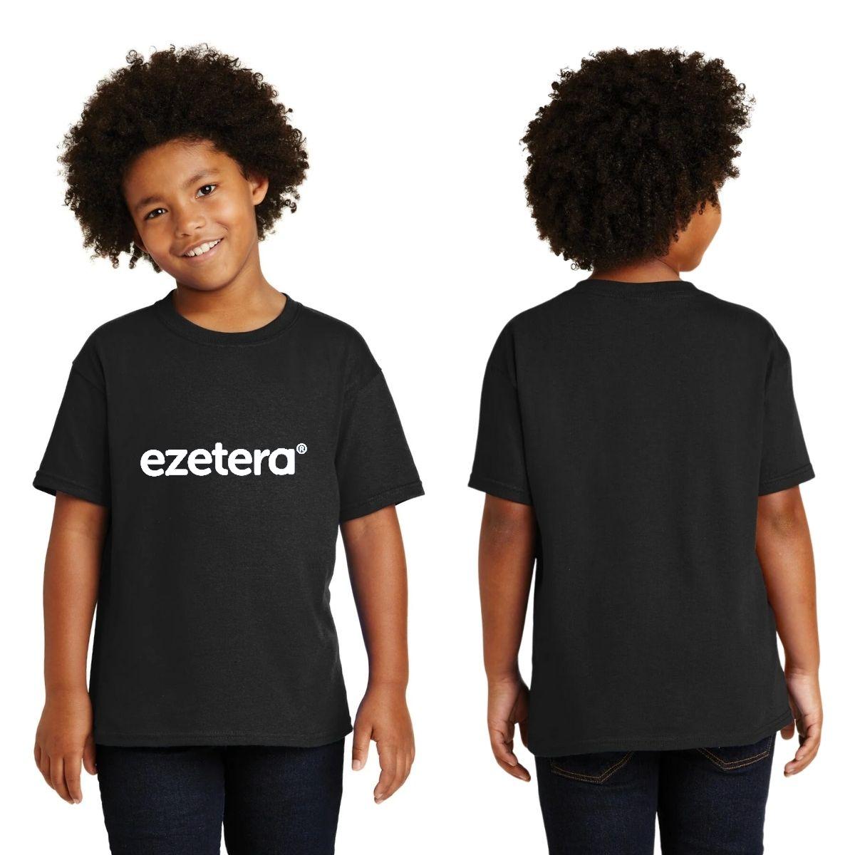 Playera Negra Cuello Redondo Manga Corta Para Niño y Niña Logo