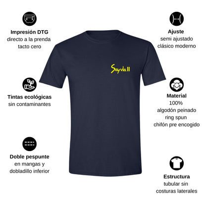 Playera Manga Corta Hombre Azul Marino Personalizable Escudo