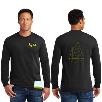 Playera Manga Larga Algodón Negro Escudo