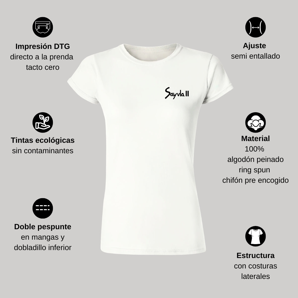 Playera Manga Corta Mujer Blanco Personalizable Escudo